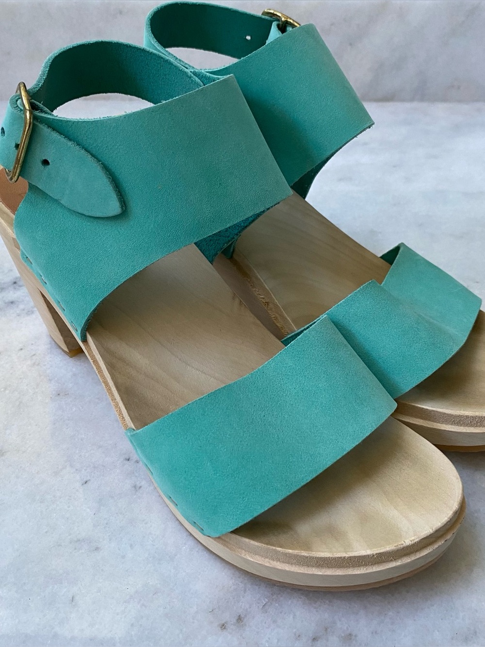 Bryr Miranda Sandal Toe, high heel, Turquoise, Size 39